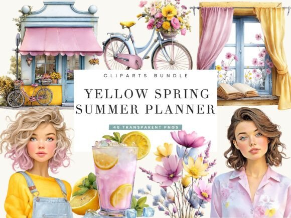 Brighten Designs with Yellow Spring Summer Clipart
