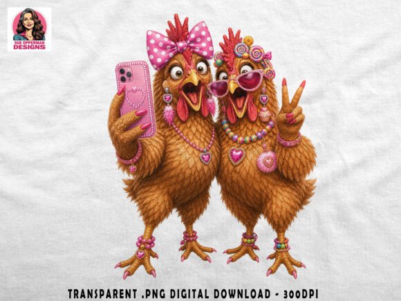 Chicken Besties Selfie Cute PNG: Elevate Your DIY Projects with Kawaii Farmhouse Charm