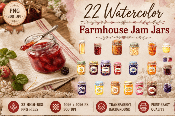 Cottagecore Jam Jar Clipart Rustic PNG: Elevating Design with Nostalgic Charm