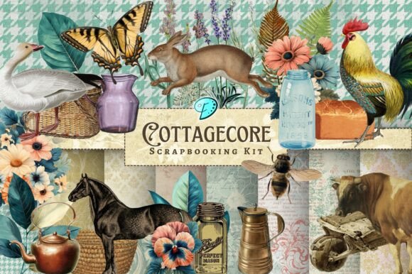 Cottagecore Scrapbooking Kit: A Digital Craft Essential