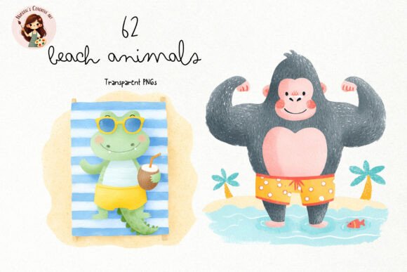 Cute Beach Animals PNG Clipart Guide