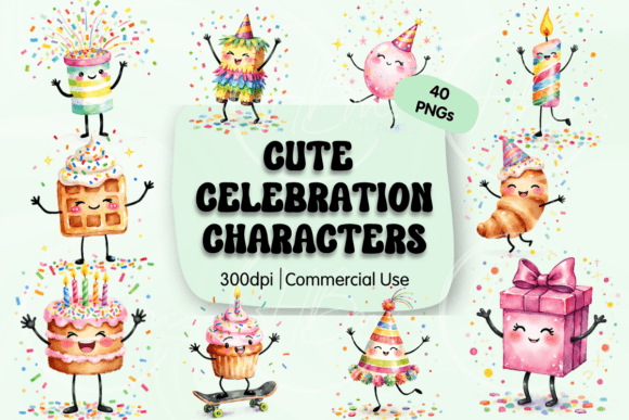 Cute Celebration Characters Watercolor: A Guide to Whimsical Digital Design Assets