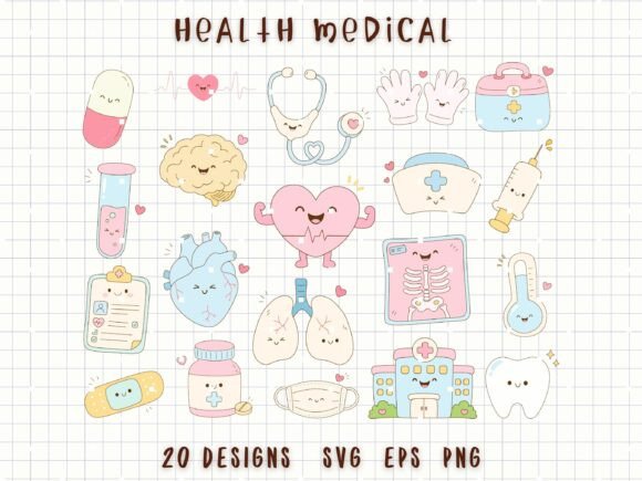 Cute Health Medical Clipart Nurse SVG Bundle
