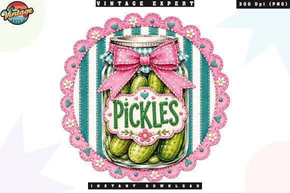 Cute Pickles Jar Cottagecore PNG Design