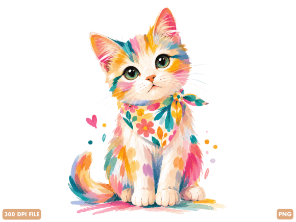 Cute Watercolor Kitten PNG for Creative Projects