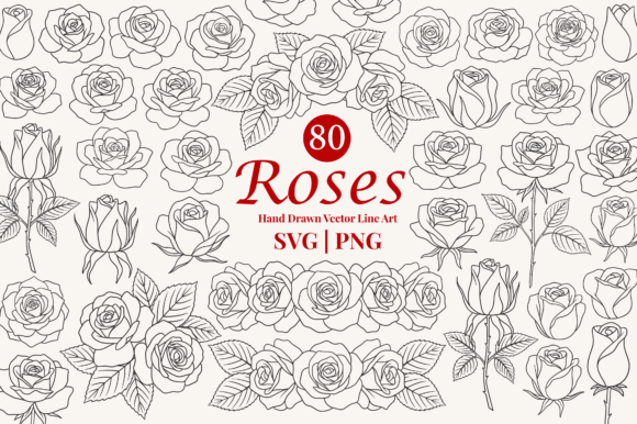 Elevating Brand Identity with the Rose Flower Line Art Clipart Bundle
