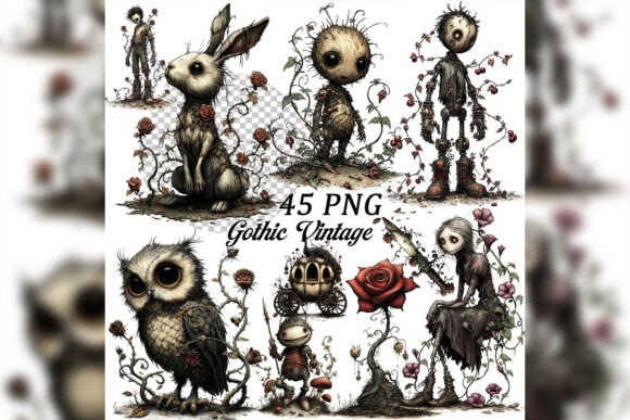 Embracing the Spooky Vintage Aesthetic with Whimsical Gothic Halloween Clipart
