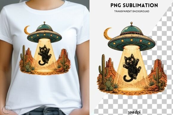 Evaluating the Alien UFO Cat PNG Black Cat Abduction Design for Creative Projects