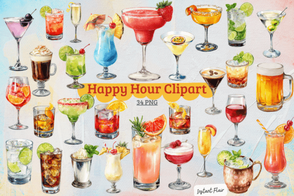 Evaluating the Happy Hour Cocktail Clipart Bundle for Creative Projects