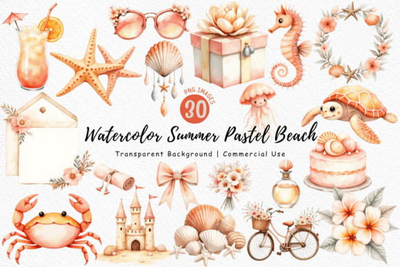 Strategic Branding with Watercolor Summer Pastel Beach Clipart