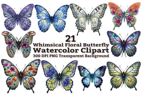 Whimsical Floral Butterfly Clipart: Elevating Modern Digital and Print Design