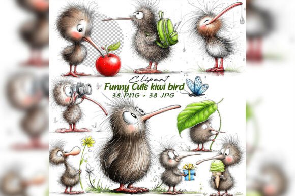 Whimsical Kiwi Bird Clipart Set: Integrating Playful Watercolor Assets into Professional Design Workflows