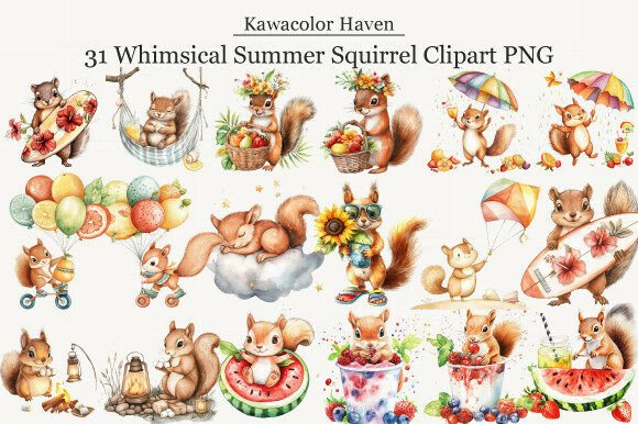 Whimsical Summer Squirrel Clipart PNG: Elevating Your Creative Projects with Charming Digital Art