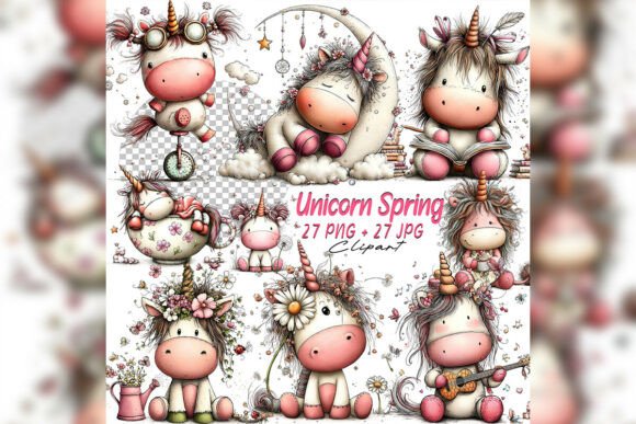 Whimsical Unicorn Girl Clipart Set: Nurse Edition for Magical Designs
