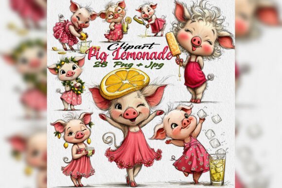 Whimsical Watercolor Pig Lemonade Png: Elevating Summer Designs with Playful Charm