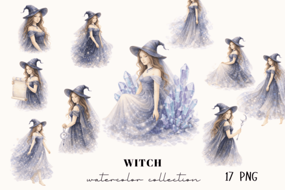 Witch Watercolor Clipart PNG, Mystic