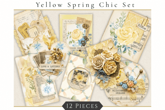 Yellow Spring Chic Ephemera for Soft Vintage Crafts